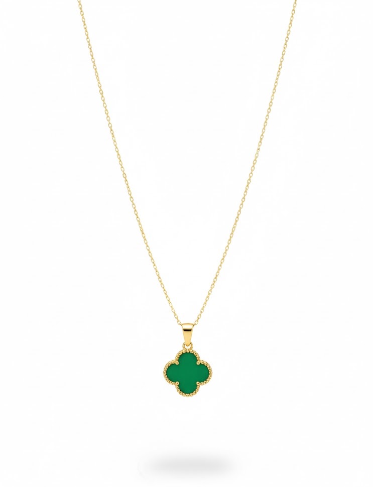 BYEZO 14K 2,12 GR YEŞİL ONE CLEEF KOLYE